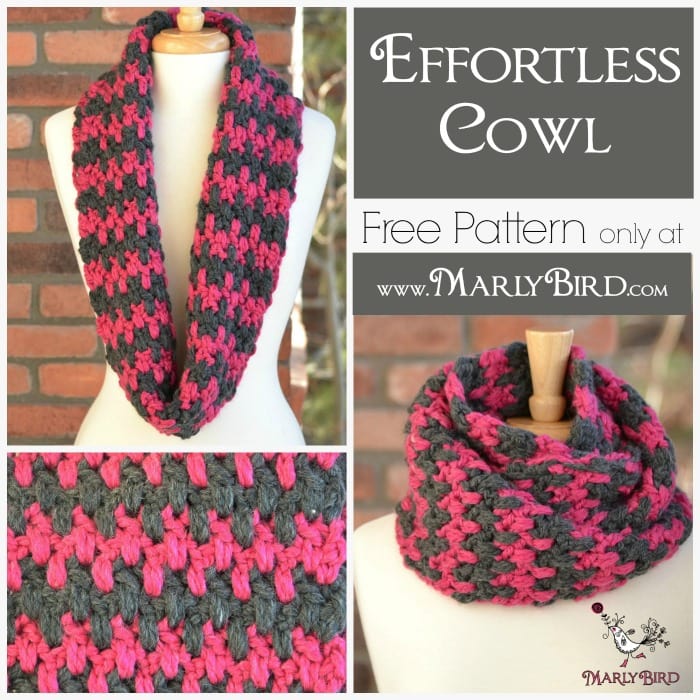 Effortless Cowl Pattern FREE at www.MarlyBird.com