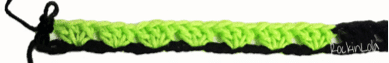 7 clusters in green and end with 1 stand alone dc in the next color